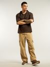 Brown Hooded Oversized T-Shirt