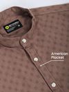 Brown Mandarin Collar Shirt For Men