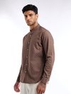 Brown Mandarin Collar Shirt For Men