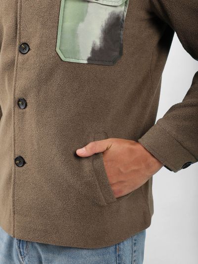 Brown Patch Pocket Fleece Jacket Brown Patch Pocket Fleece Jacket