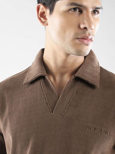Brown Polo Collar Sweatshirt Brown Polo Collar Sweatshirt