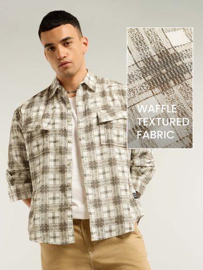 Brown Waffle Plaid Shirt buy men's trendy shirts,