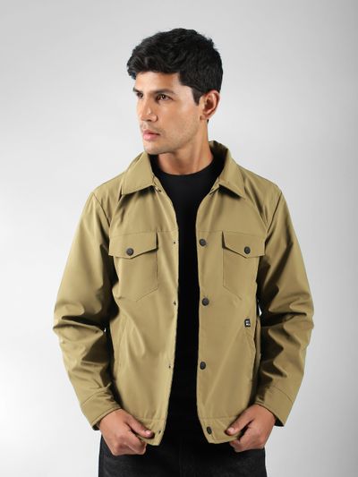 Camel Dual Patch Pocket Jacket trendy mens jackets online at Beyoung,