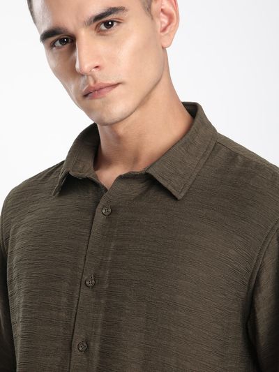 Caramel Brown Crinkled Shirt Caramel Brown Crinkled Shirt