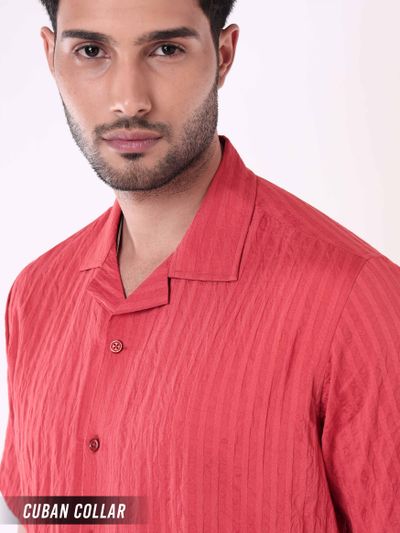 Carrot Red Striped Casual Shirt for Men Carrot Red Striped Casual Shirt for Men