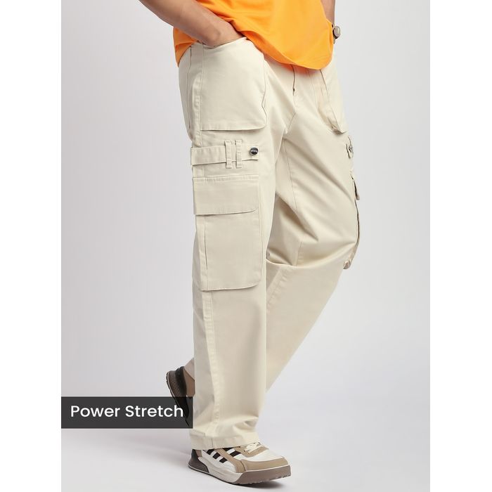 Buy Men's Cream Belt Loop Cargo Pants Online at Beyoung