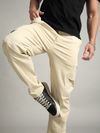 Cream Elasticated Cut and Sew Cargo Pants