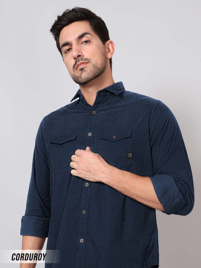 Buy Dark Blue Corduroy Shirt for Men Online in India Beyoung