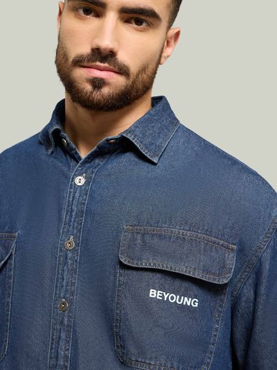 Dark Blue Dual Pocket Denim Shirt Dark Blue Dual Pocket Denim Shirt