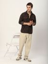 Dark Brown Abstract Structured Corduroy Shirt