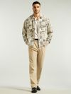 Dark Green and Beige Cotton Print Shacket