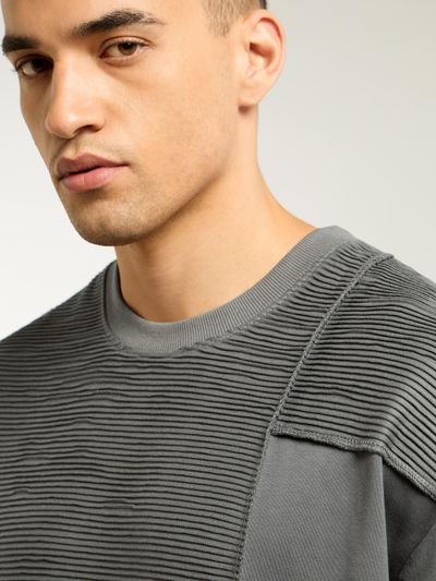 Dark Grey Cut And Sew Oversized T-Shirt