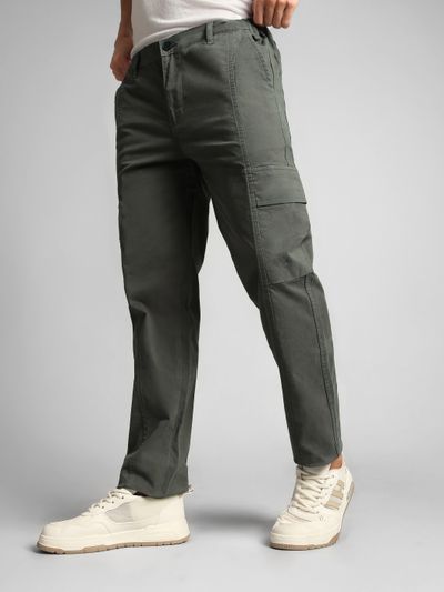 Dark Grey Elasticated Cut and Sew Cargo Pants