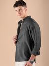 Dark Grey Textured Check Shirt
