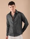 Dark Grey Textured Check Shirt