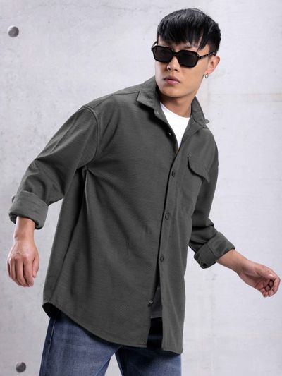 Dark Grey Textured Shirt