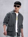 Dark Grey Utility Pockets Shirt for Men