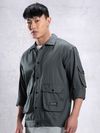 Dark Grey Utility Pockets Shirt for Men