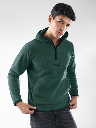Regent Green Zipper Neck Hoodie shop affordable hoodies for men online,