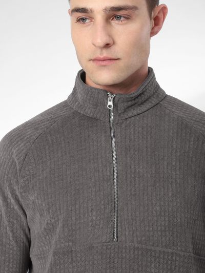 Dark Grey Zipper Sweatshirt
