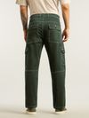 Dark Olive Contrast Stitched Cargo Pants