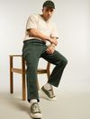 Dark Olive Contrast Stitched Cargo Pants