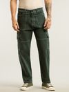 Dark Olive Contrast Stitched Cargo Pants