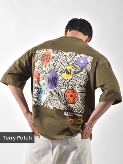 Dark Tan Blooming Puff Printed Oversized T-Shirt Dark Tan Blooming Puff Printed Oversized T-Shirt