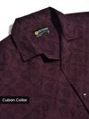 Dark Violet Cutwork Jacquard Cuban Shirt