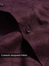 Dark Violet Cutwork Jacquard Cuban Shirt