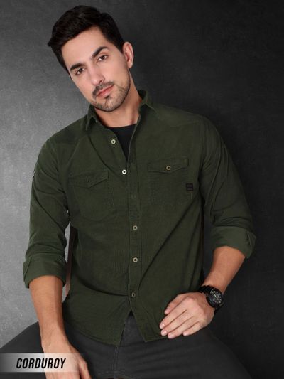 Olive green shirt for mens top