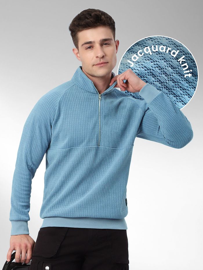 Dove Blue Zipper Sweatshirt