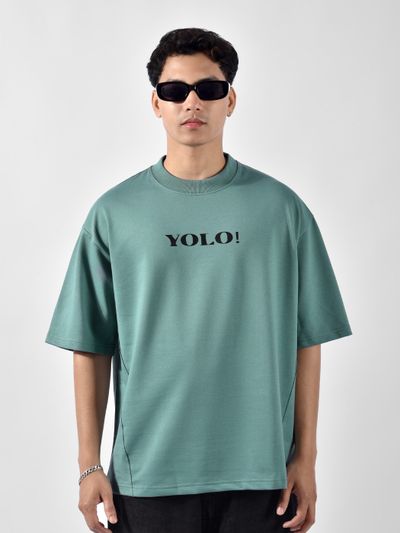 Dream Blue YOLO Back Patch Print Oversized T-Shirt Dream Blue YOLO Back Patch Print Oversized T-Shirt