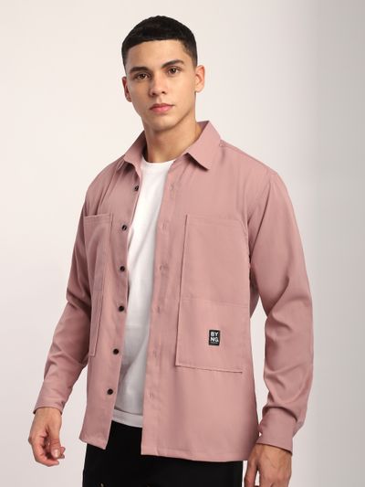 Dusty Pink Angular Pocket Shirt Buy stylish casual shirts online,
