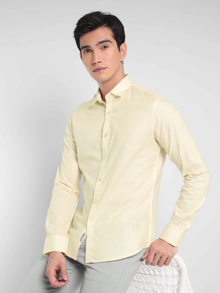 Buy Faded Yellow Linen Shirt for Men Online in India -Beyoung
