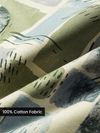 Green and Beige Cotton Abstract Shacket