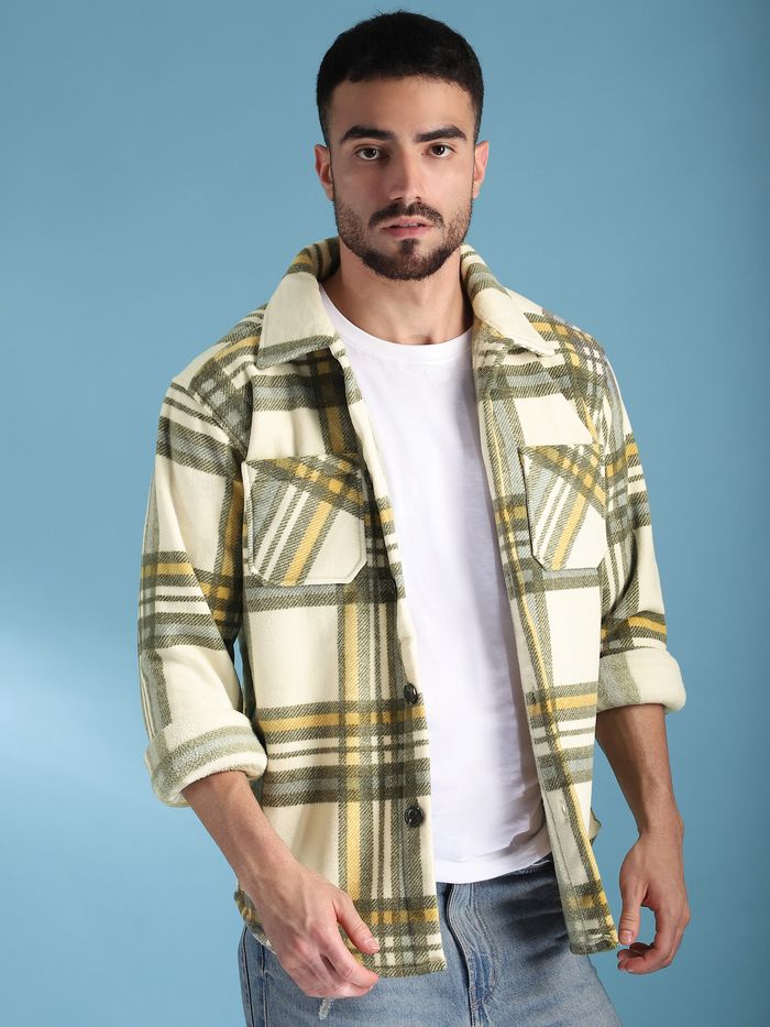 Plaid fleece jacket men's online