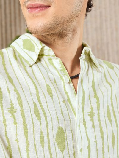 Green Tie and Dye Printed Shirt