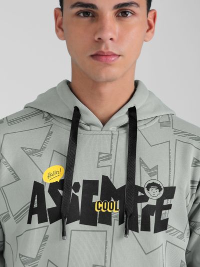 Grey Comic Printed Hoodie Grey Comic Printed Hoodie