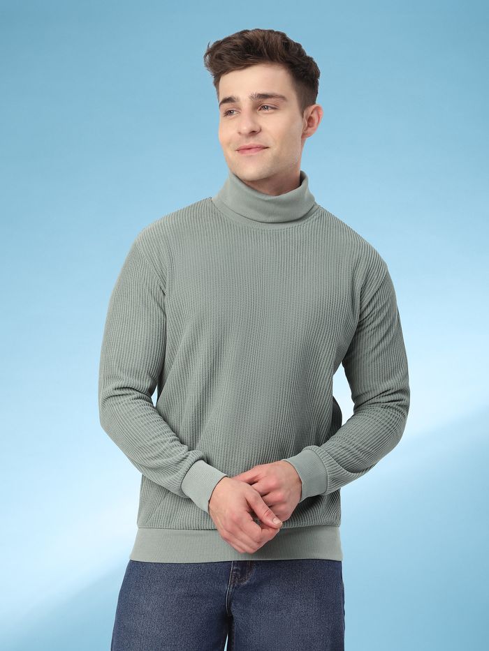 Buy Grey Turtle Neck Sweatshirt Beyoung