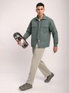 Greyish Green Block Textured Shacket