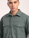 Greyish Green Block Textured Shacket