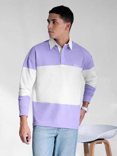 Lavender Striped Polo Sweatshirt Lavender Striped Polo Sweatshirt