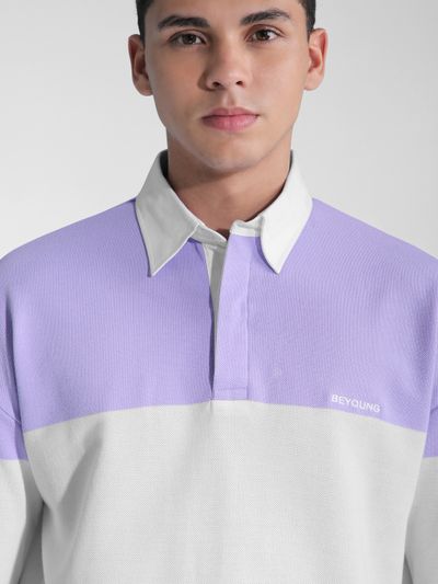 Lavender Striped Polo Sweatshirt Lavender Striped Polo Sweatshirt
