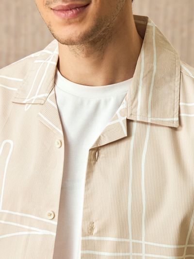 Light Beige Half Sleeves Printed Shirts For Men