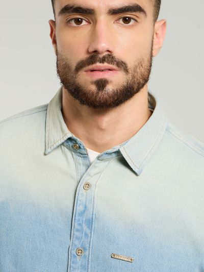 Light Blue Ombre Denim Shirt For Men Light Blue Ombre Denim Shirt For Men