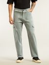 Light Grey Contrast Stitched Cargo Pants