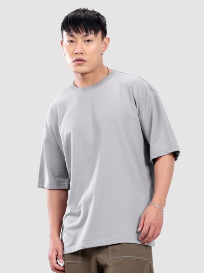 Light Grey Plain Oversized T-shirt for Men best oversized t shirt for men,