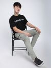Light Grey Slant Zipper Pocket Cargo Pants