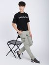 Light Grey Slant Zipper Pocket Cargo Pants